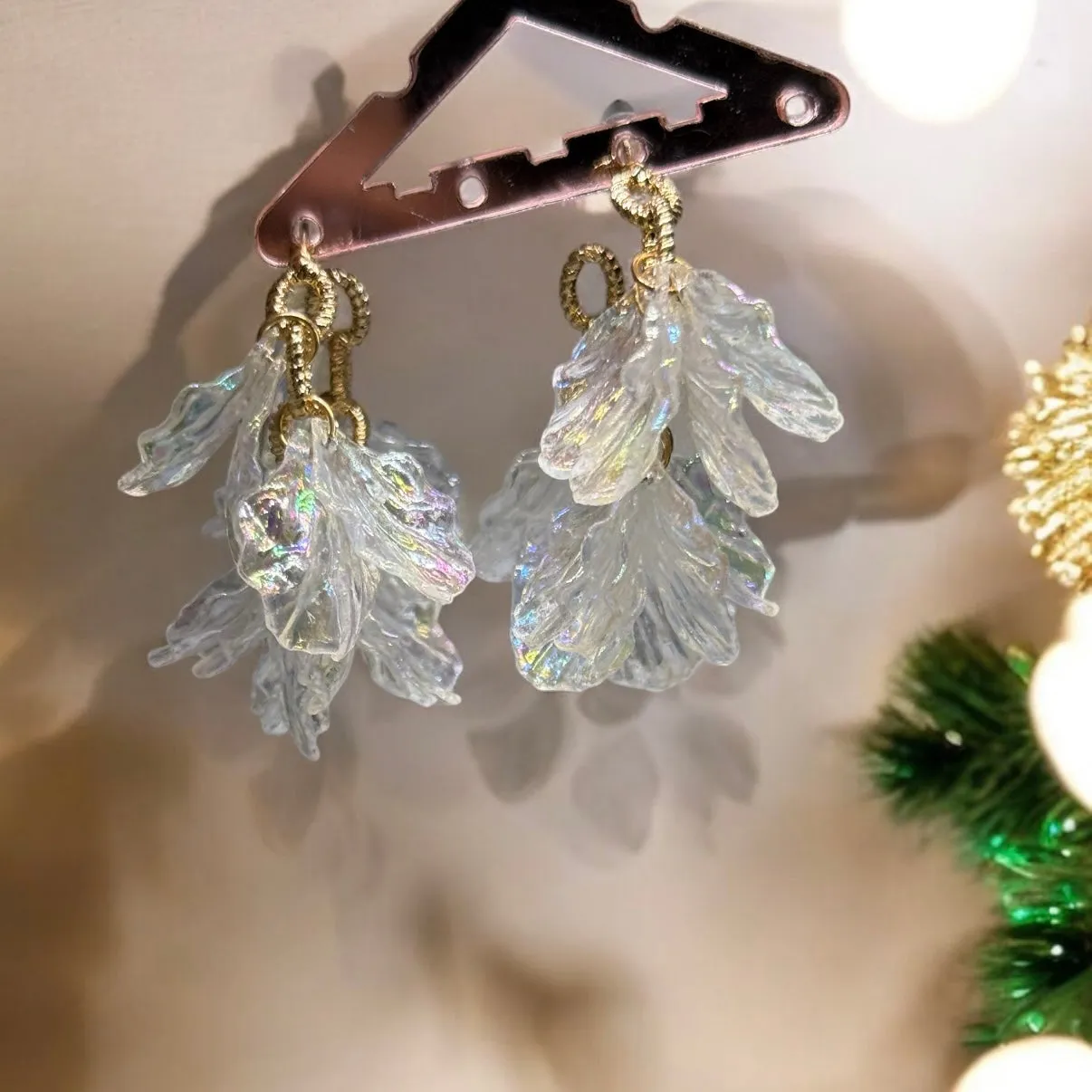 Iridescent - hoop petals earrings | floral petals earrings | bridal party earrings