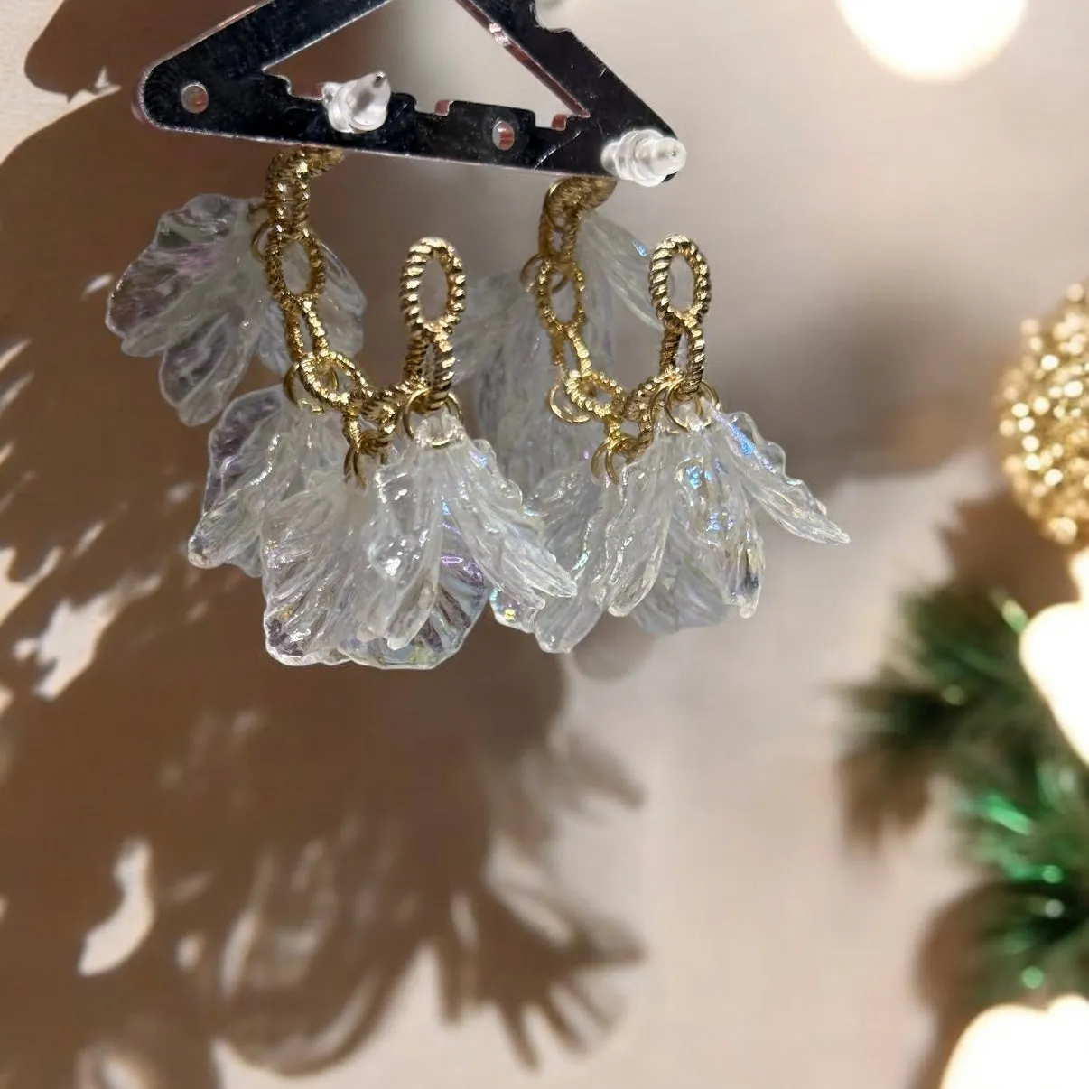 Iridescent - hoop petals earrings | floral petals earrings | bridal party earrings