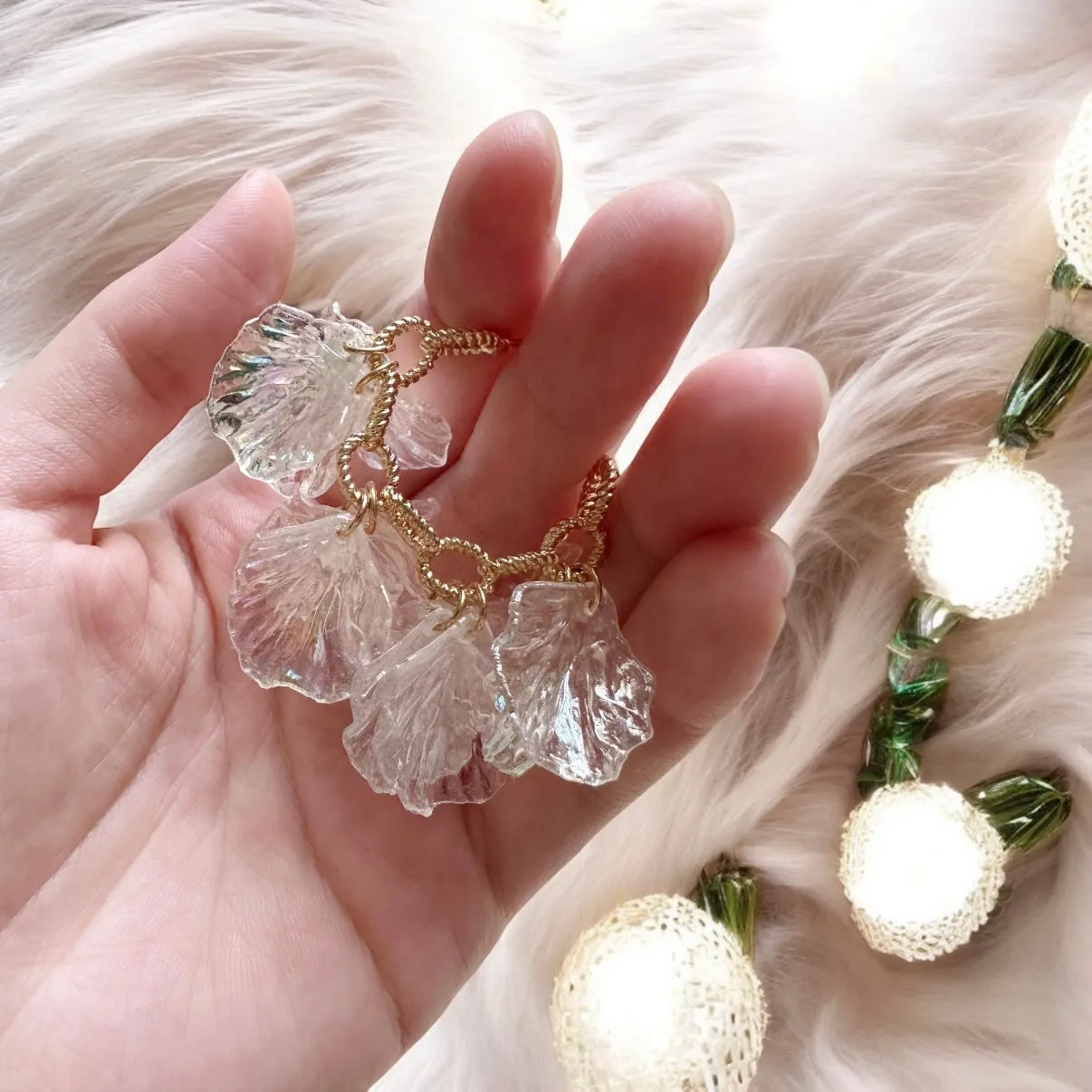 Iridescent - hoop petals earrings | floral petals earrings | bridal party earrings
