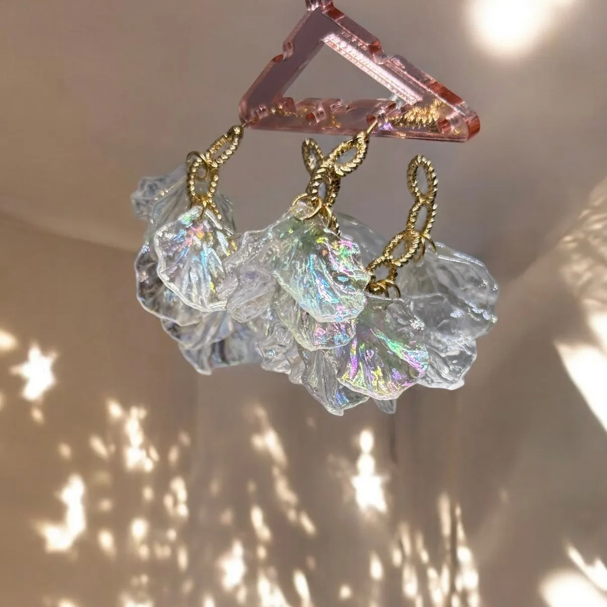 Iridescent - hoop petals earrings | floral petals earrings | bridal party earrings