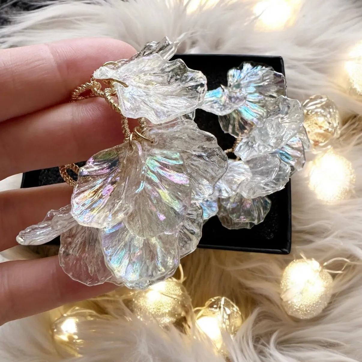 Iridescent - hoop petals earrings | floral petals earrings | bridal party earrings