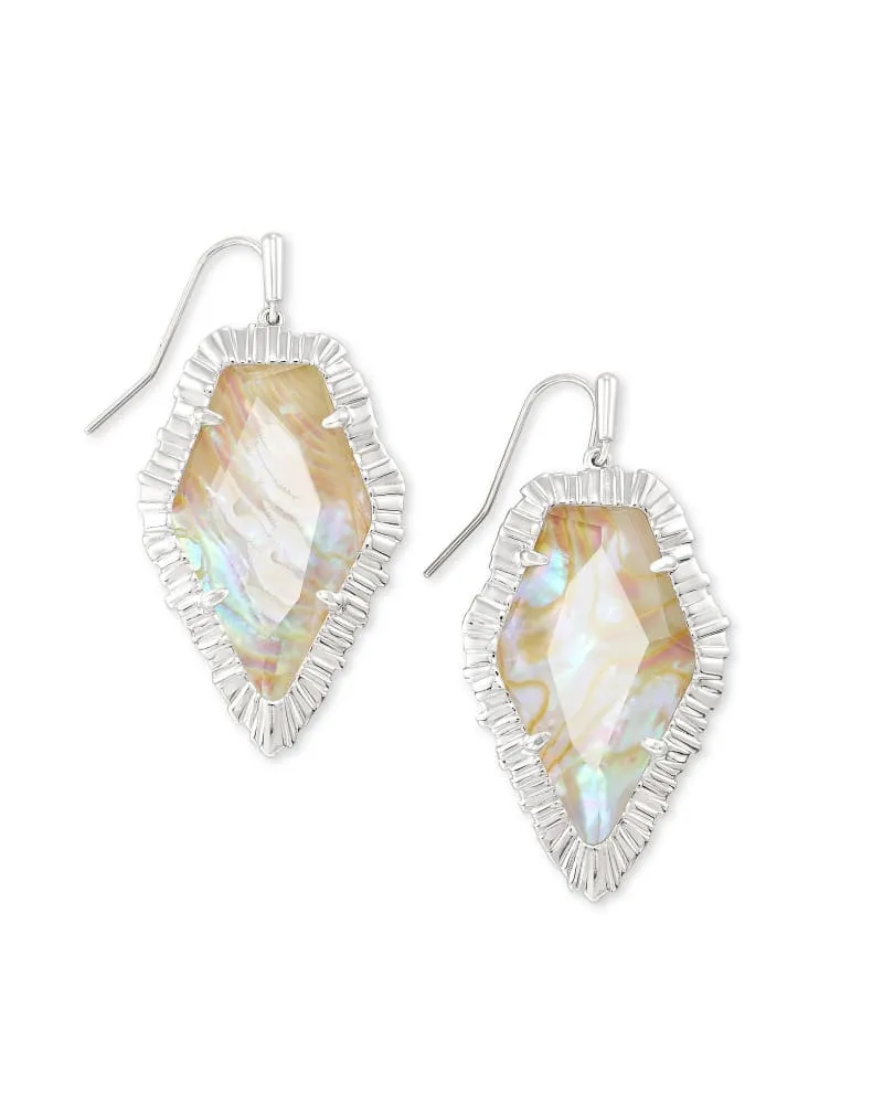 Kendra Scott Tessa Drop Earrings Rhodium Iridescent Abalone