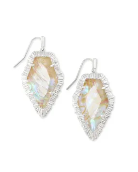 Kendra Scott Tessa Drop Earrings Rhodium Iridescent Abalone