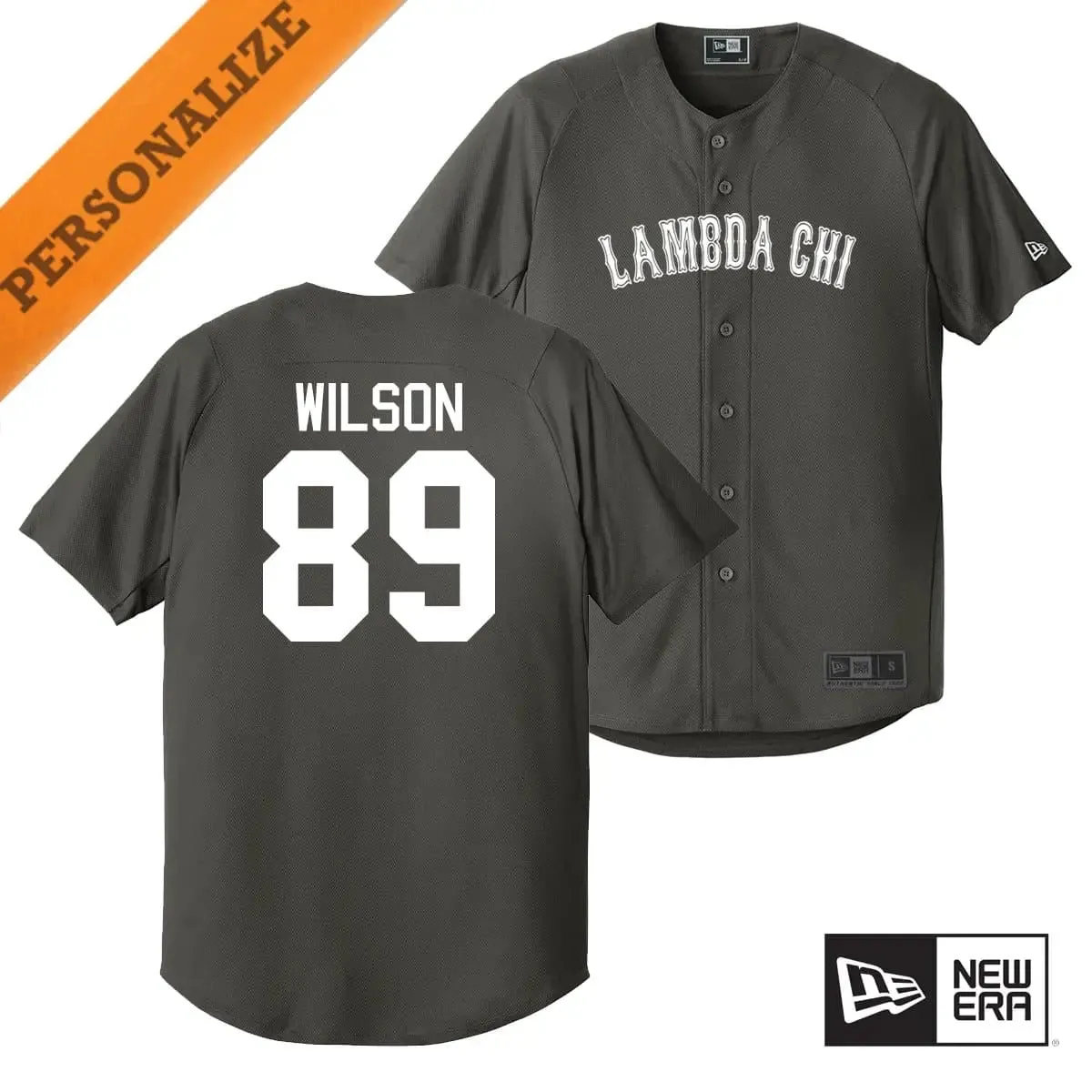 Lambda Chi Personalized New Era Graphite Baseball Jersey