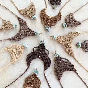 larimar bead macrame necklaces