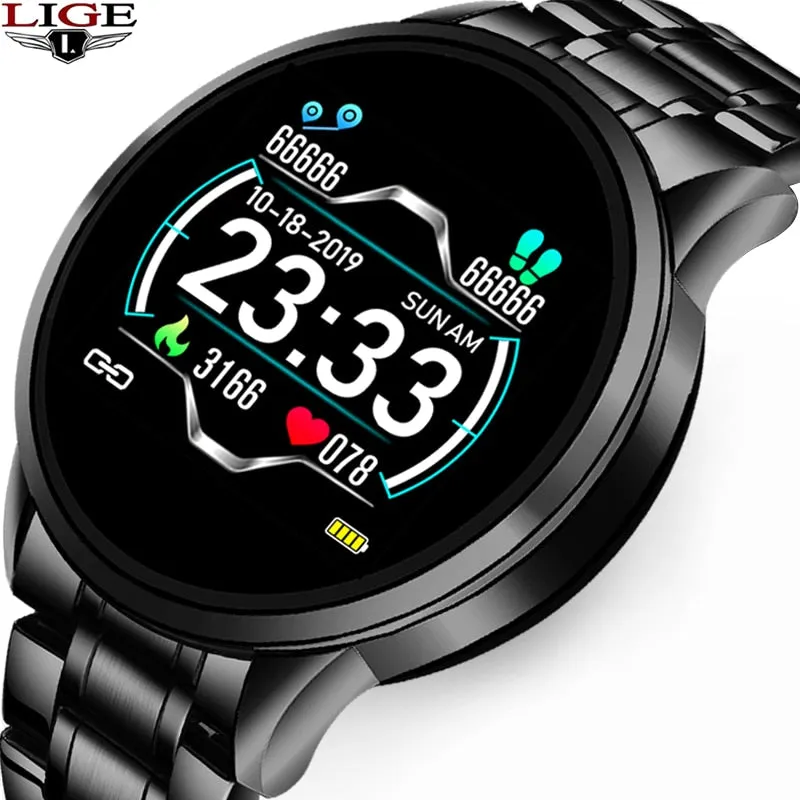 LIGE 2020 New Smart Watch Men Women Sports Watch LED screen Waterproof Fitness Tracker for Android ios Pedometer SmartWatch  Box