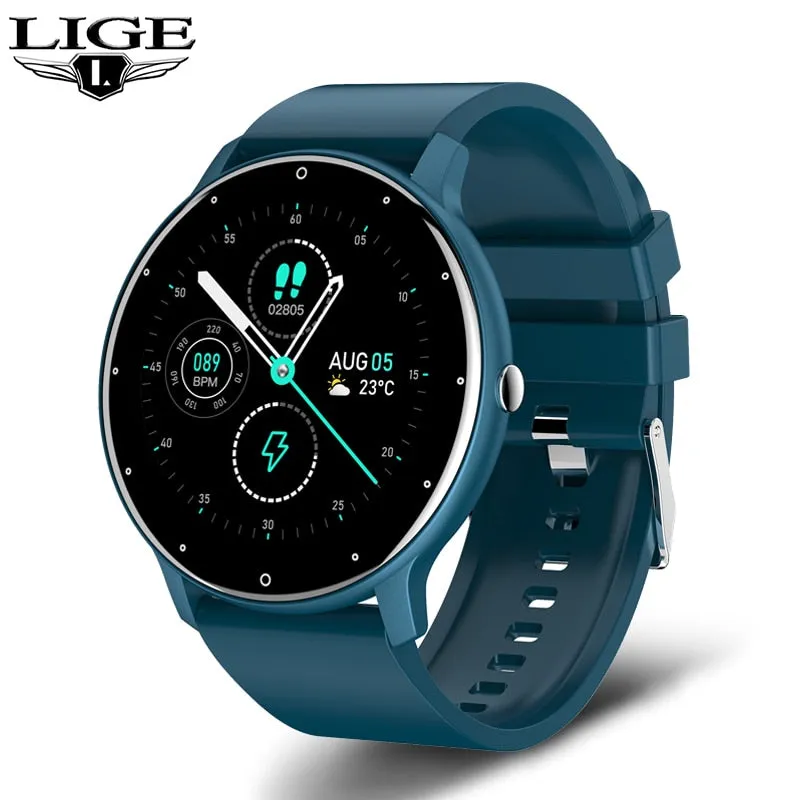 LIGE 2022 New Smart Watch Men Full Touch Screen Sport Fitness Watch IP67 Waterproof Bluetooth For Android ios smartwatch Men box