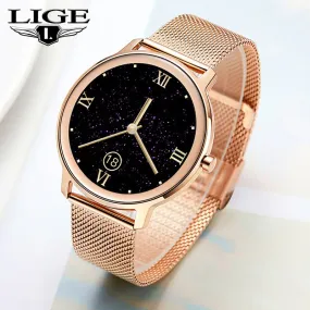 LIGE New Luxury Women Smart Watch Heart Rate Blood Pressure Call Reminder Custom Watch Face Sport Waterproof Fashion Smartwatch