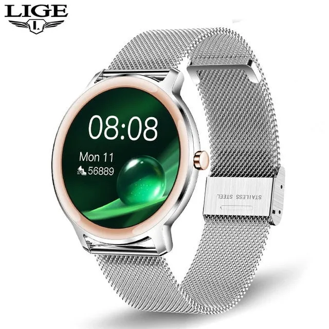 LIGE New Luxury Women Smart Watch Heart Rate Blood Pressure Call Reminder Custom Watch Face Sport Waterproof Fashion Smartwatch