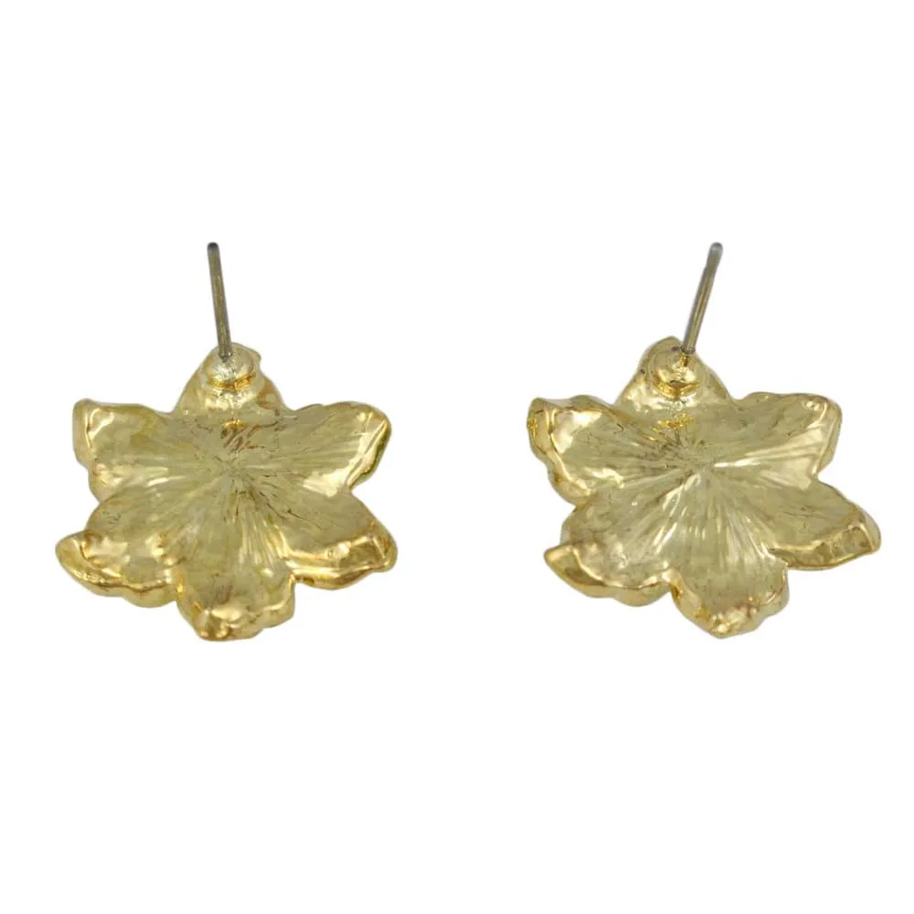 Lime Green Enamel with Crystals Flower Pierced Earring - REE909GN