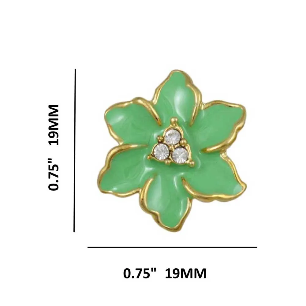 Lime Green Enamel with Crystals Flower Pierced Earring - REE909GN