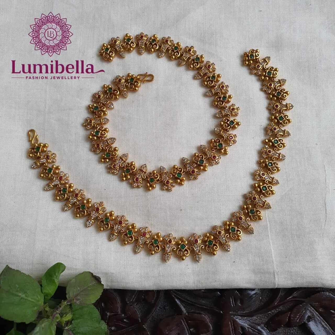 Matte Gold Plated Golusu With Pearls
