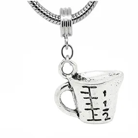 Measuring Cup Dangle Charm European Bead Compatible for Most European Snake Chain Bracelet