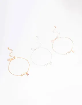 Mixed Metal Infinity Bracelet 3-Pack