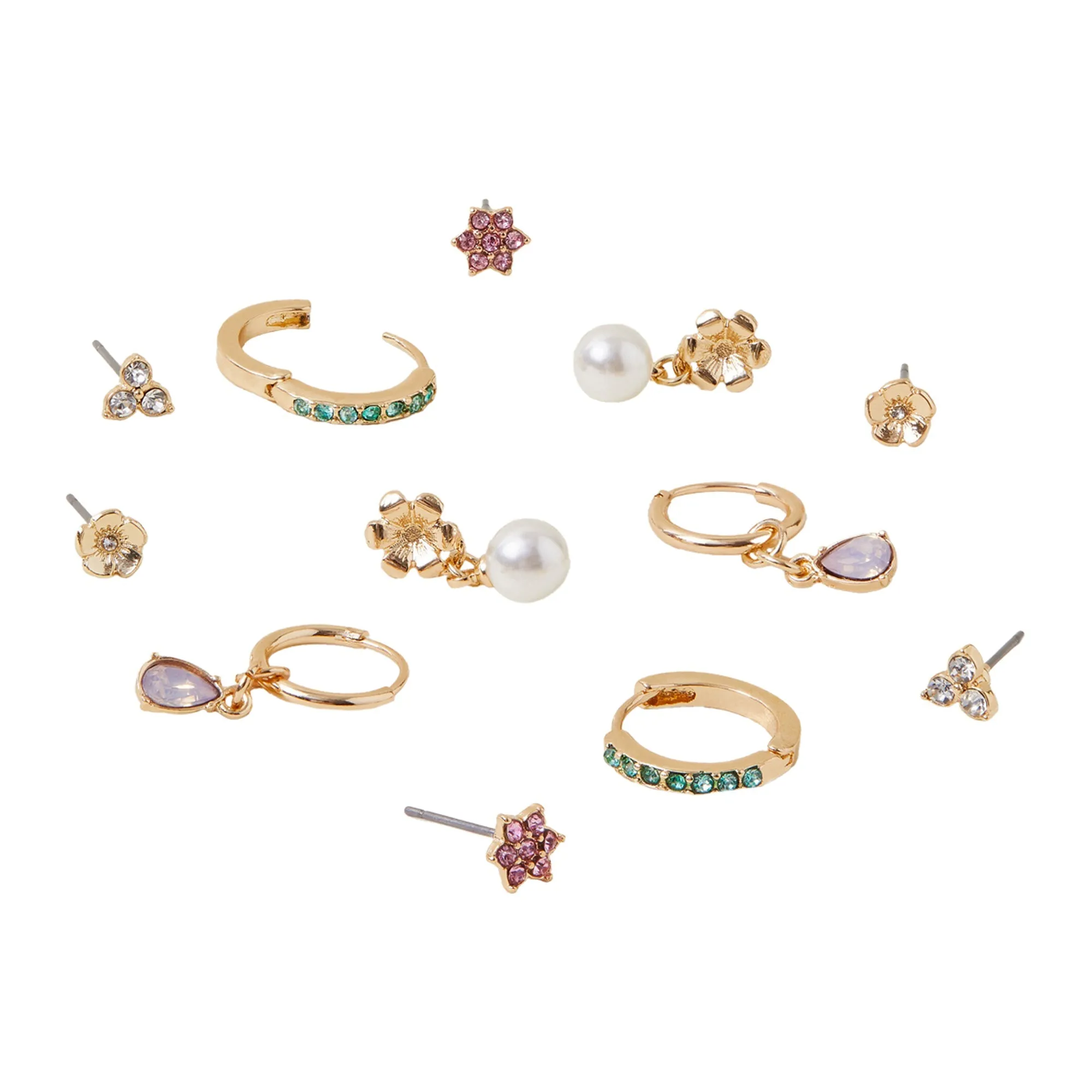 Multi Pearl Stud And Hoop Earrings Set Of 6