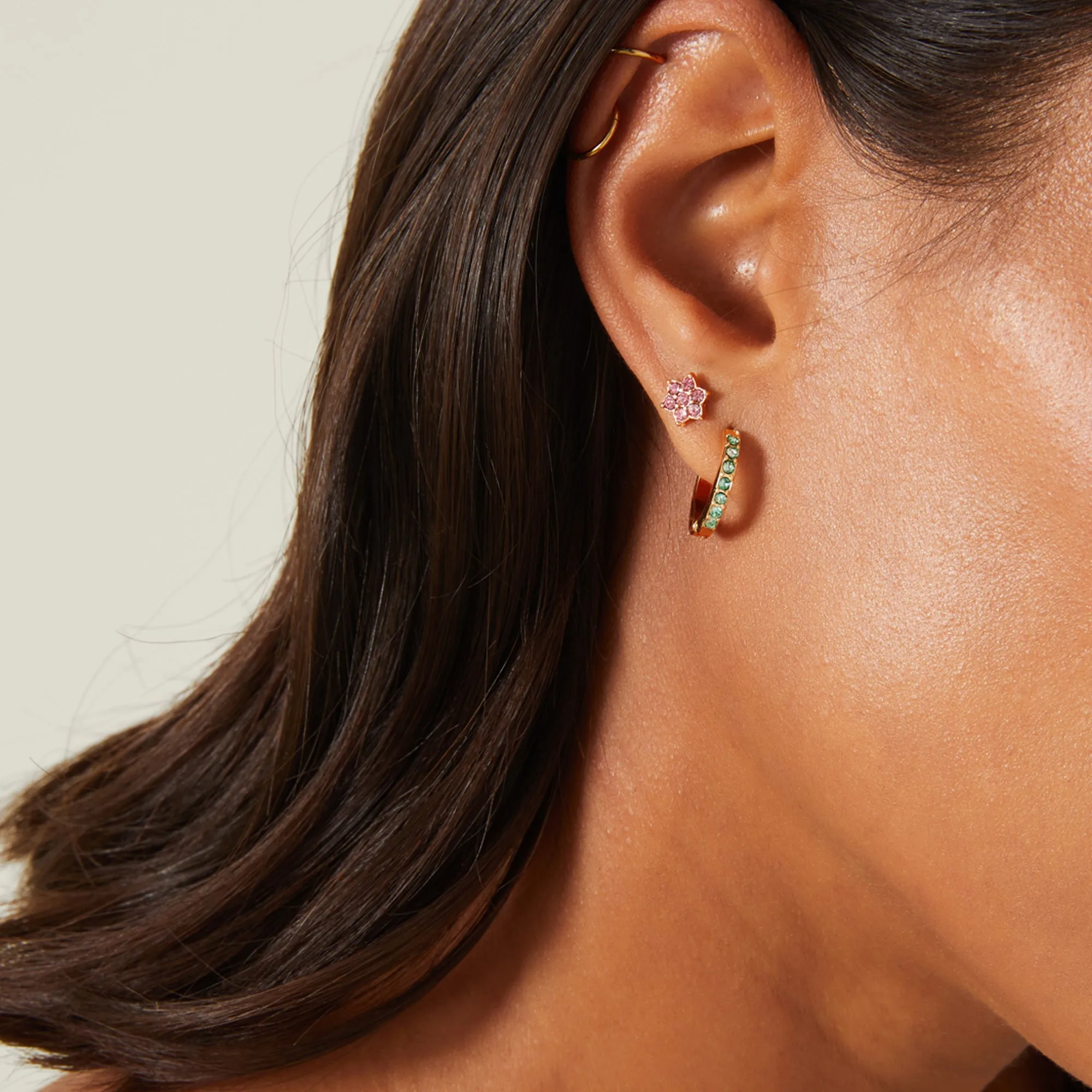 Multi Pearl Stud And Hoop Earrings Set Of 6
