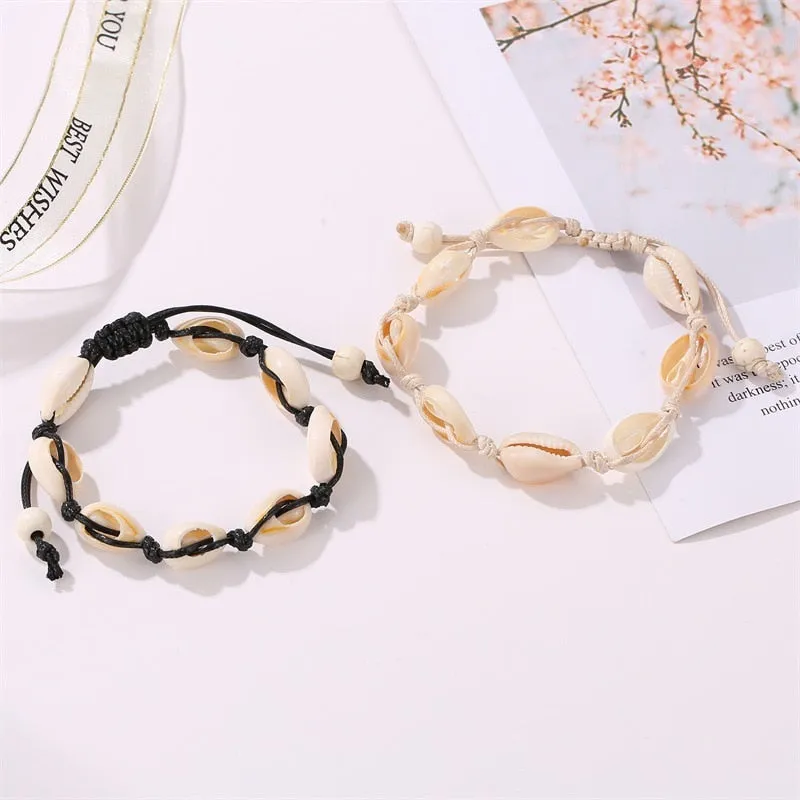 Natural Puka Shell Handmade Charm Bracelets for Women Fashion Trendy Boho Yoga Cowrie Friendship Girl Gift Pulseras Dropshipping