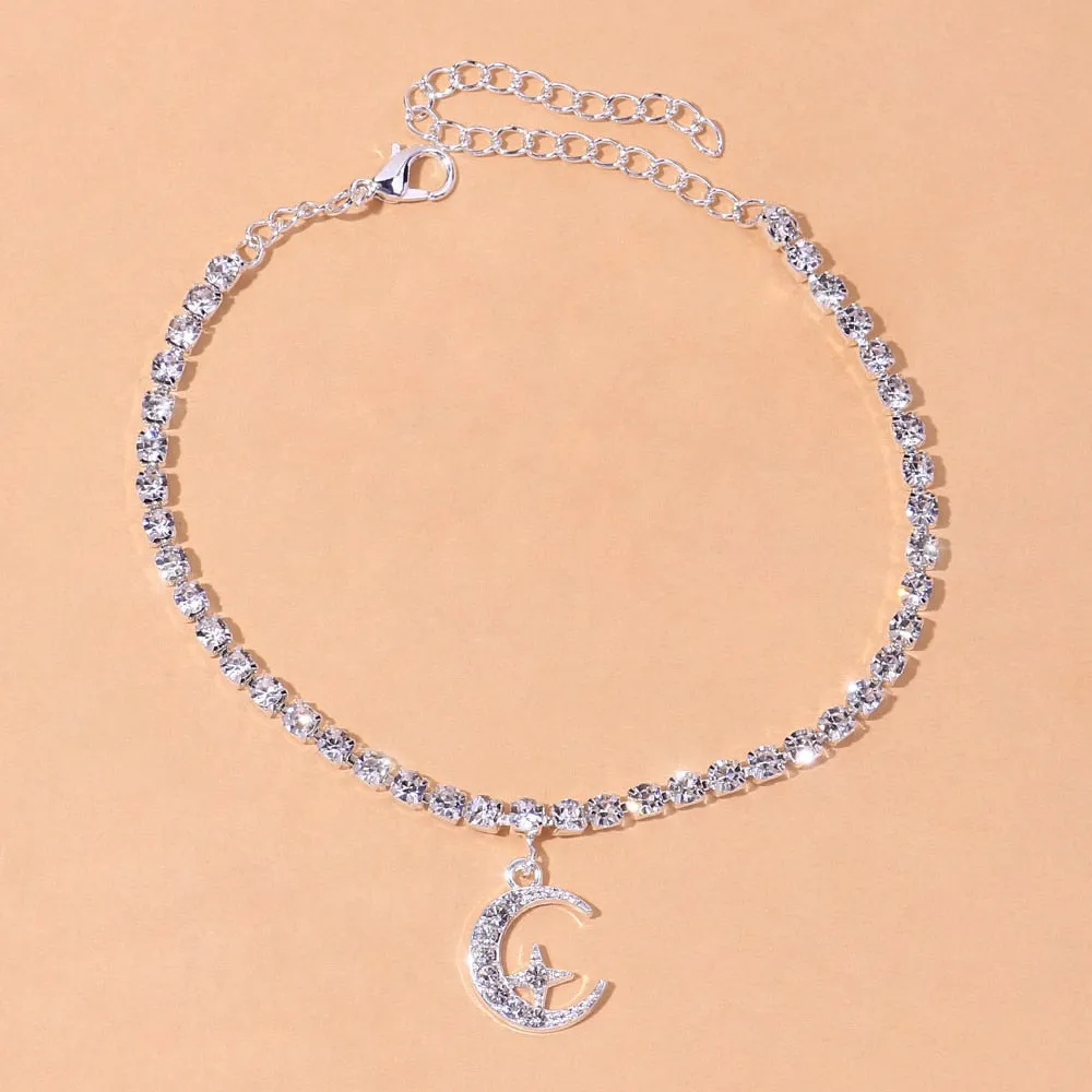 New Arrival Fashion Gold Silver Color Star Moon Anklet for Women