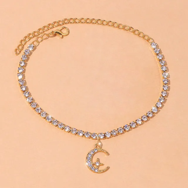 New Arrival Fashion Gold Silver Color Star Moon Anklet for Women