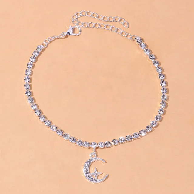 New Arrival Fashion Gold Silver Color Star Moon Anklet for Women