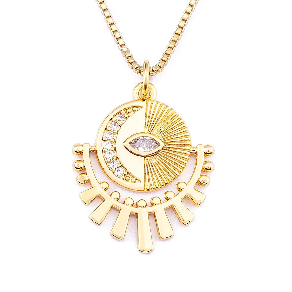 New Punk Creative Design Turkey Evil Eye Cubic Zirconia Gold Necklace Women