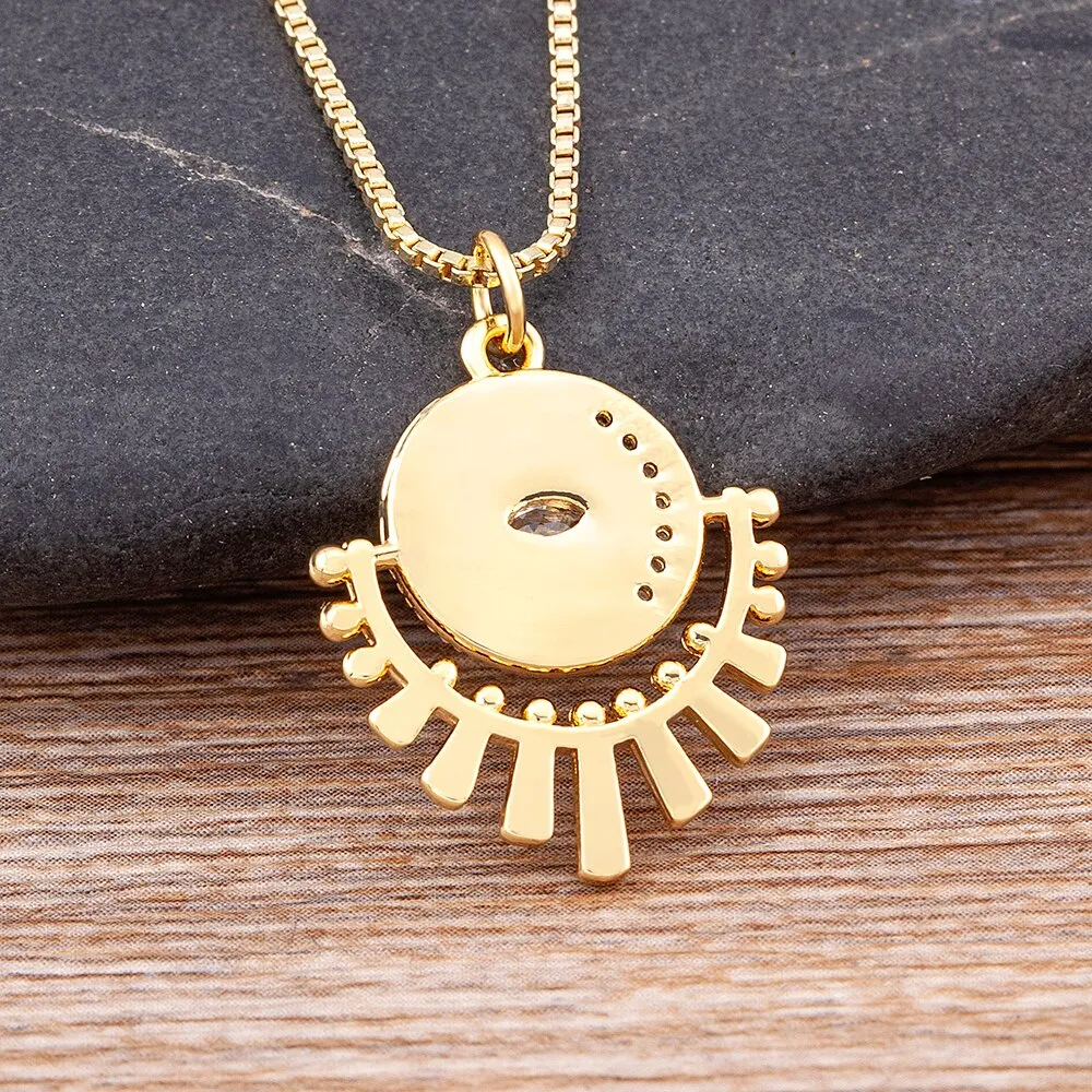 New Punk Creative Design Turkey Evil Eye Cubic Zirconia Gold Necklace Women
