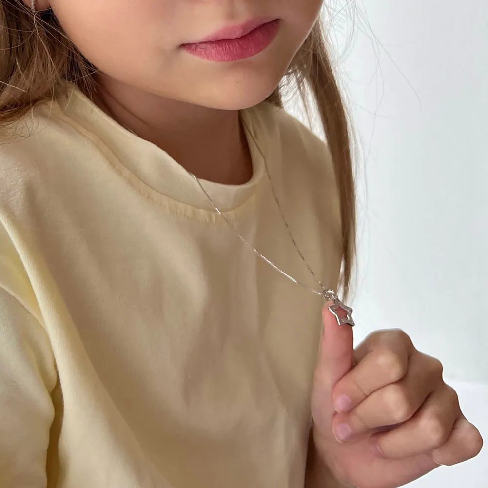 Open CZ Star Kids / Children's / Girls Pendant/Necklace - Sterling Silver