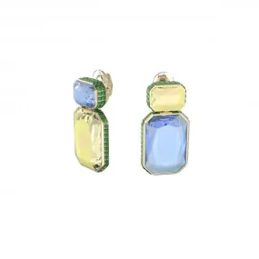 Orbita Drop Asymmetrical Octagon Cut Crystal Gold Plated Earrings 5615708
