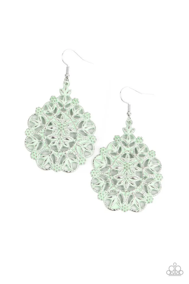 Paparazzi Earring ~ Floral Affair - Green