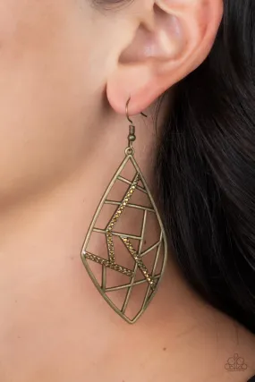 Paparazzi Geo Grid - Brass Earrings