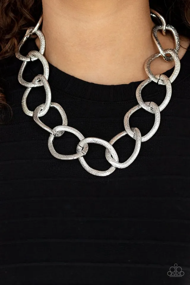 Paparazzi Necklace ~ Industrial Intimidation - Silver