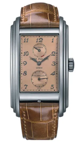 Patek Philippe 10 Day Tourbillon Rose Gold Dial Brown Leather Men's Watch 5101P