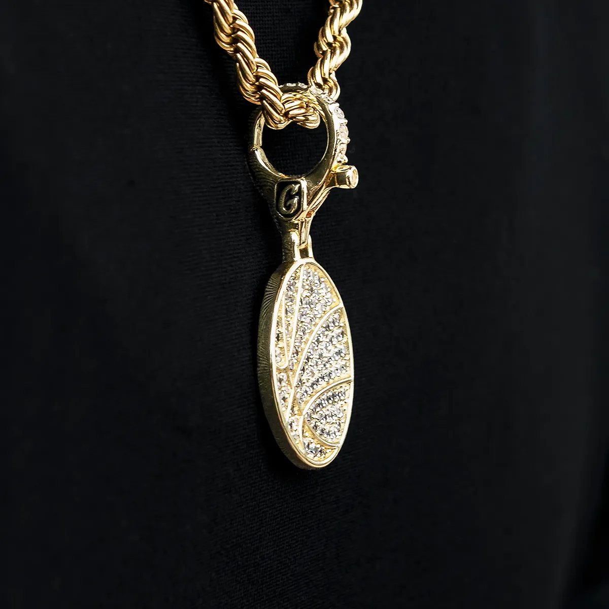 Pave Basketball Clip On Pendant
