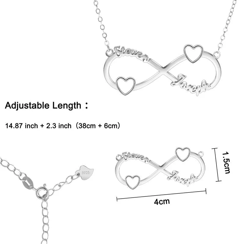 Personalized 2 Name Necklace,Custom Infinity Necklace,2 Name Necklaces for Women