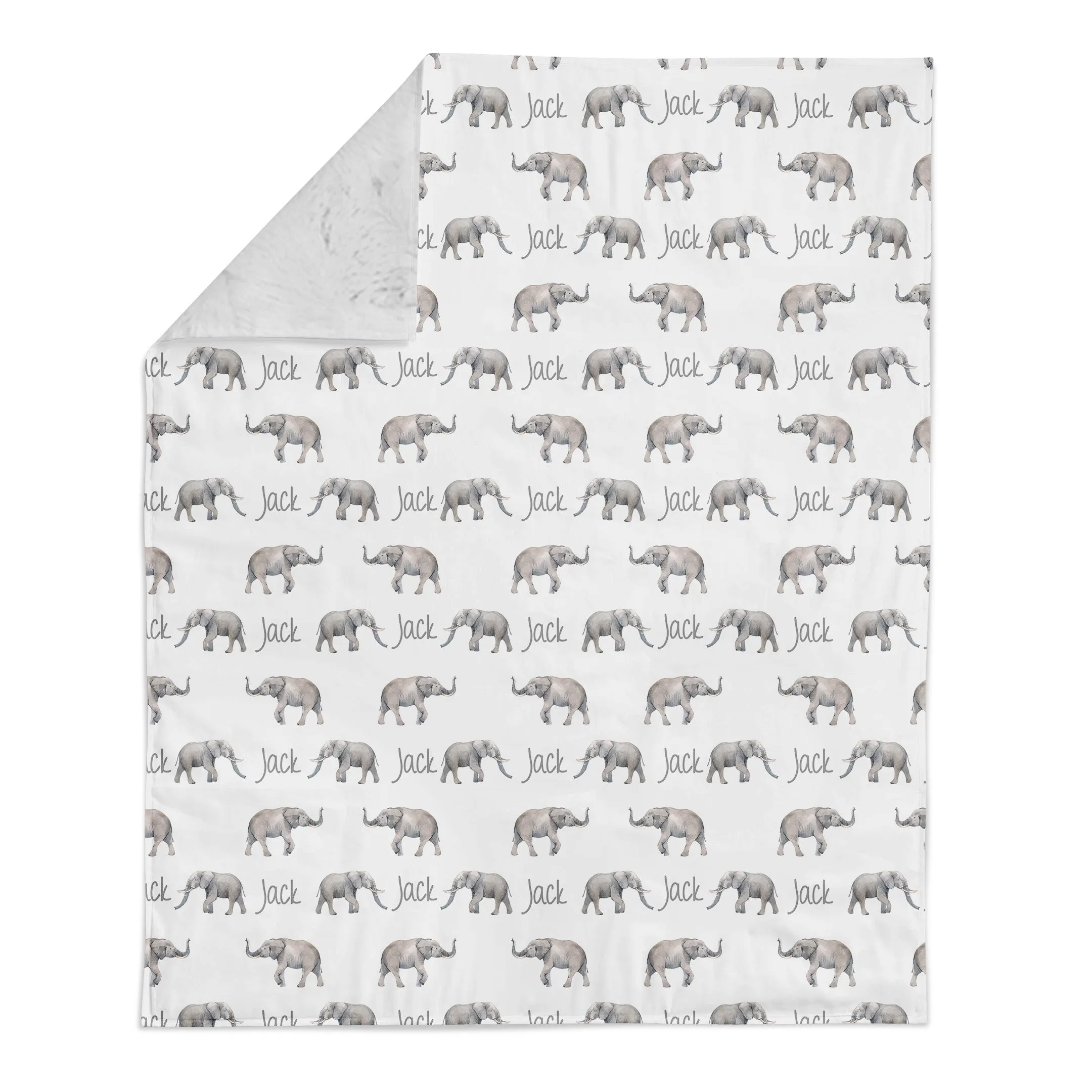 Personalized Name Minky Blanket - Elephants