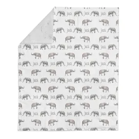 Personalized Name Minky Blanket - Elephants