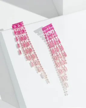 Pink Crystal Asymmetrical Drop Earrings