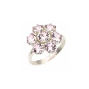 Pink Flower Ring - Large Morganite Ring - Vintage Flower Ring
