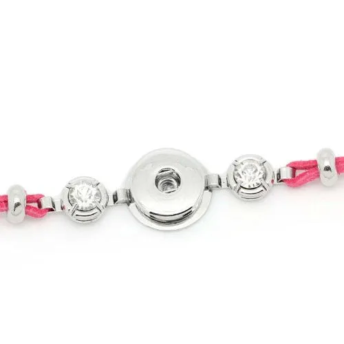 Pink Velvet Chunk Lobster Clasp Bracelet & Extender Chain Fits Snaps Chunk Button