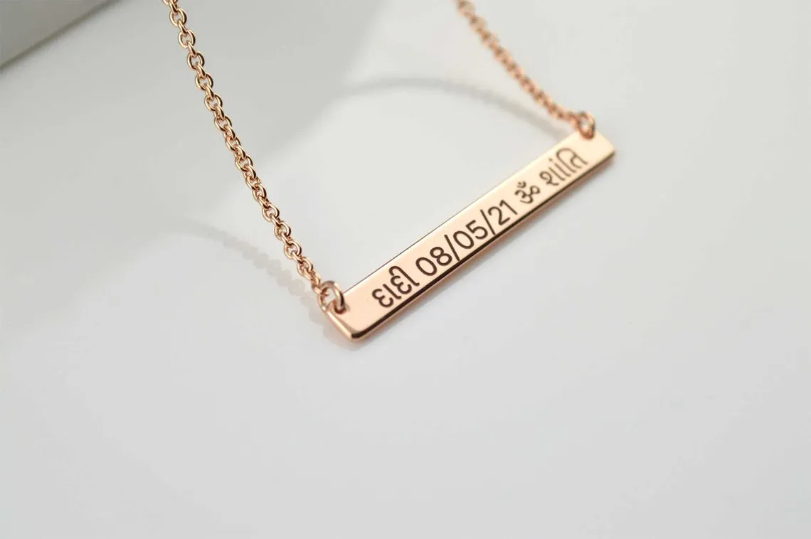 Punjabi / Hindi / Gujarati Name Necklace, Gold Bar Necklace, Personalised Jewellery, Personalized Custom Name Necklace, Necklaces for Women