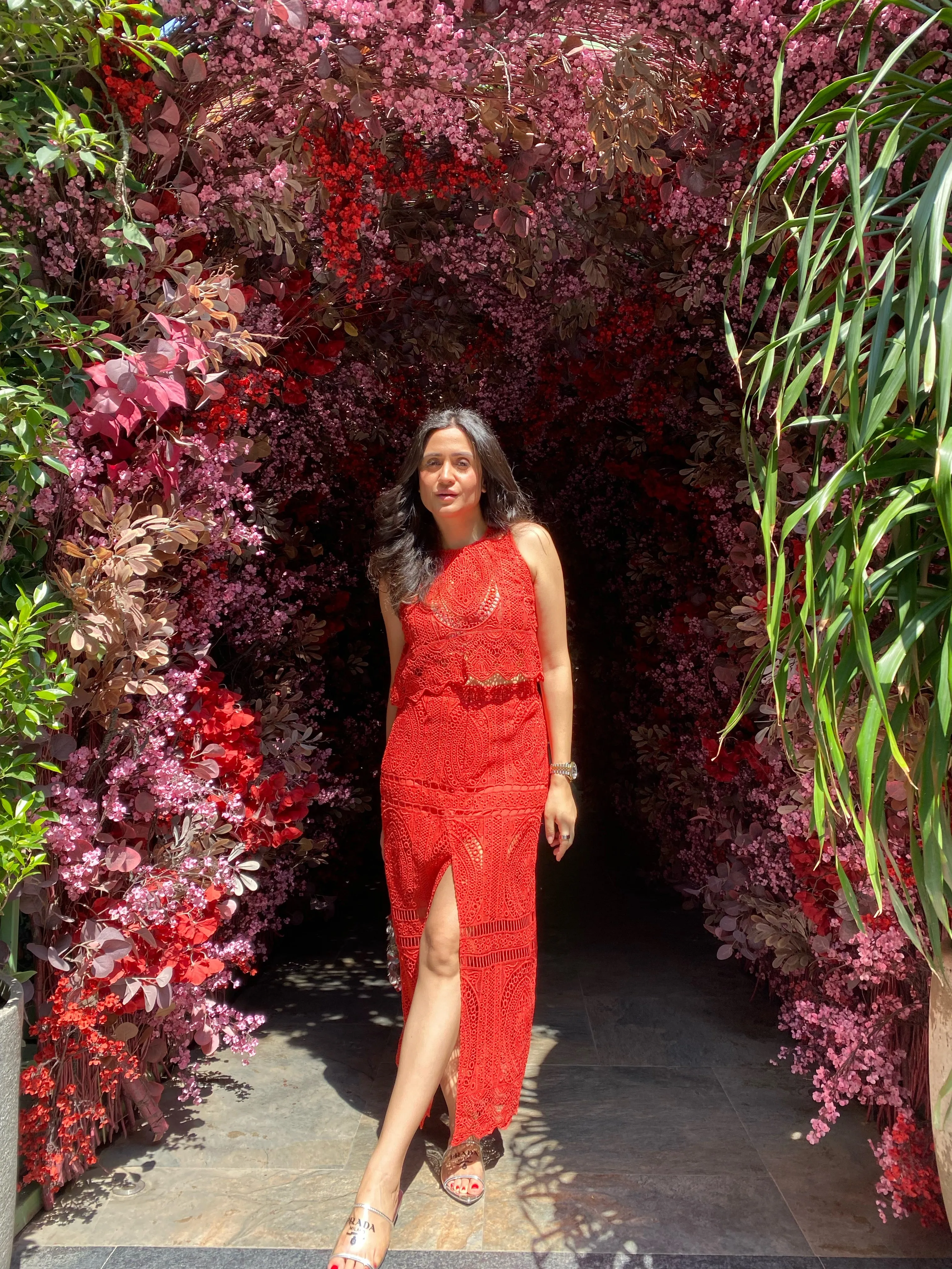 Red Lace Skirt Set