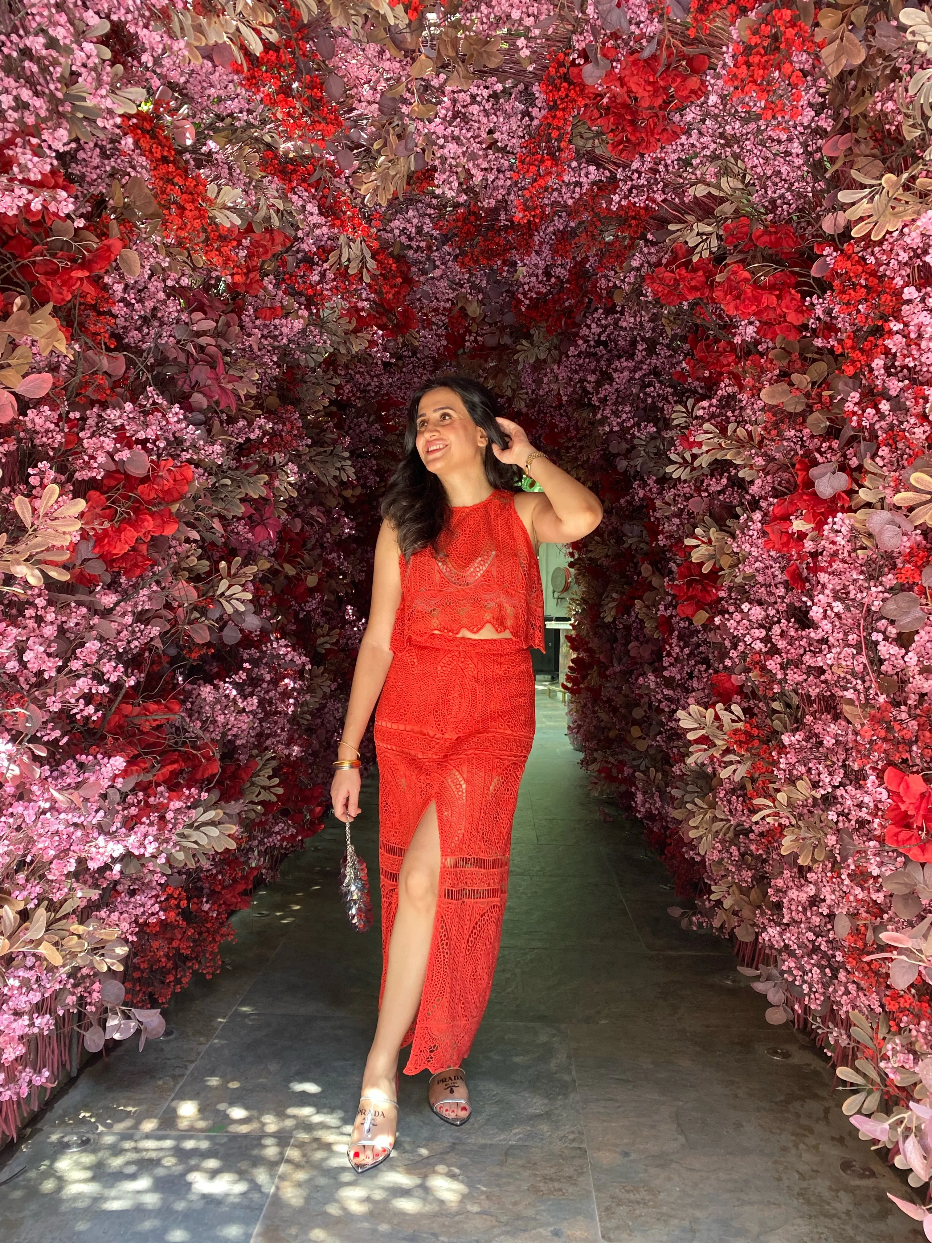 Red Lace Skirt Set