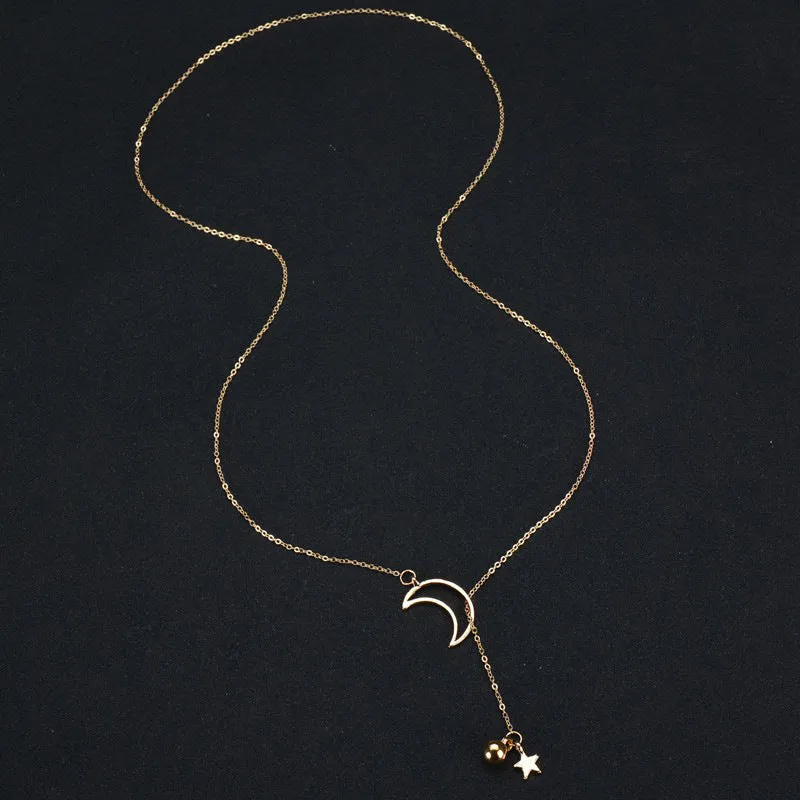 Rhinestone Star Moon Necklace & Pendant
