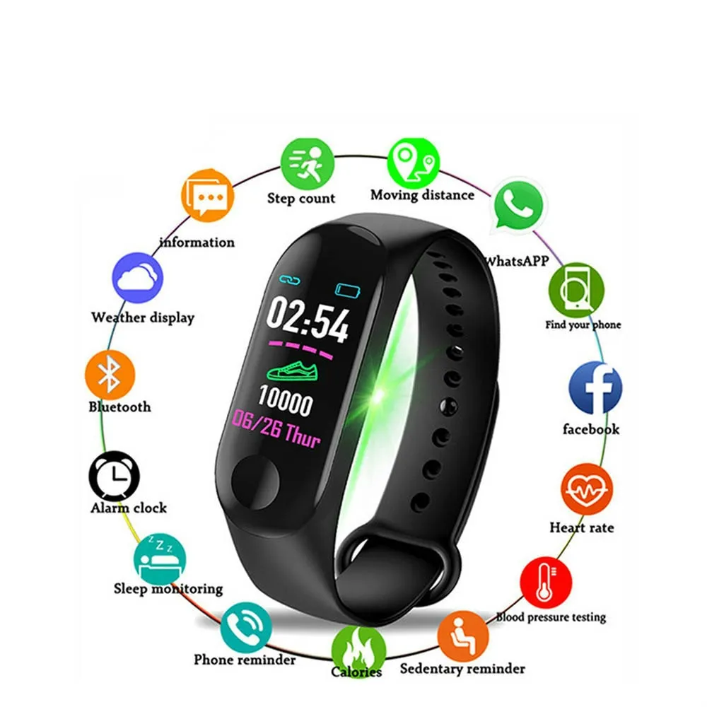 Rovtop M3 Plus Bluetooth Smart Watch Heart Rate Blood Pressure Health Waterproof Watch M3 Pro Wristband Fitness Tracker Watch