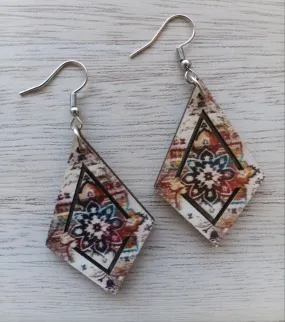Rustic Fall Vintage Floral Design Earrings