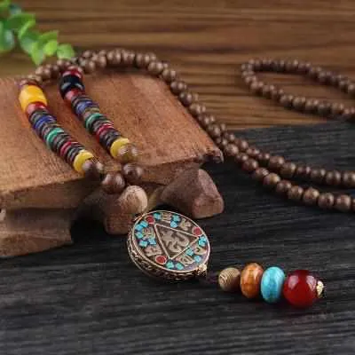 Save Ocean Animals Jewelry Necklace | Nepal Mala Wood Bead Necklace