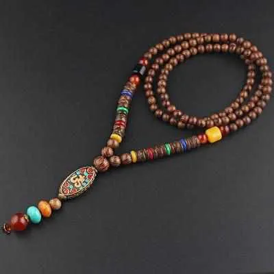 Save Ocean Animals Jewelry Necklace | Nepal Mala Wood Bead Necklace