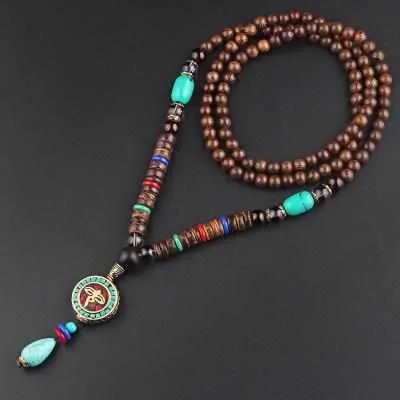 Save Ocean Animals Jewelry Necklace | Nepal Mala Wood Bead Necklace