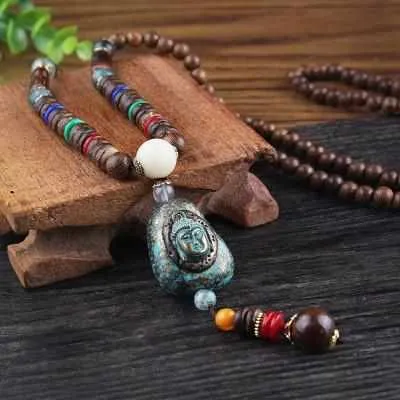 Save Ocean Animals Jewelry Necklace | Nepal Mala Wood Bead Necklace