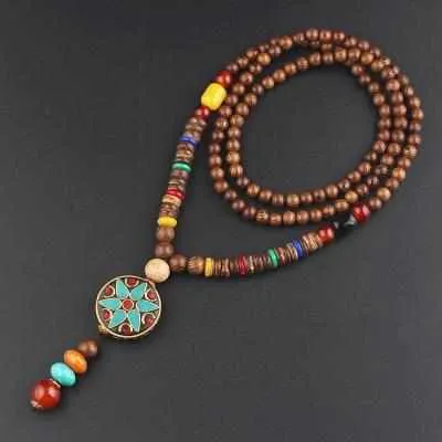 Save Ocean Animals Jewelry Necklace | Nepal Mala Wood Bead Necklace